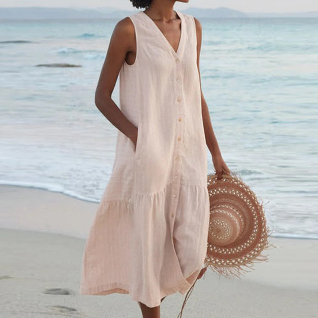 Aoibheann - Sophisticated V-Neck Dress - Charlotte & Willow, front