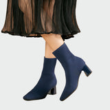 Sarah - Beige Stretch Ankle Boots