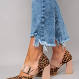 Margaux - Suede Leopard Print Sandals