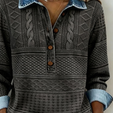 Lunad | Trendy Sweatshirt with Half Button and Collar