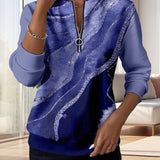Mariaa | Half-Zip Top with Vintage Print