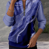 Mariaa | Half-Zip Top with Vintage Print