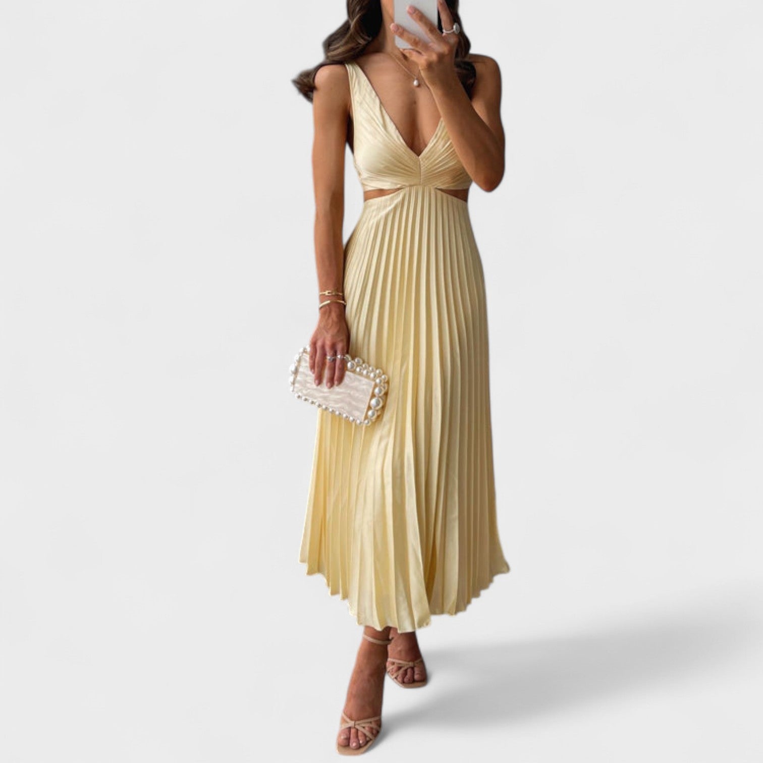 Eithne - Midi Dress with Pleated Design - Charlotte & Willow