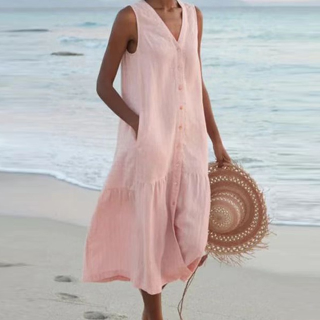 Aoibheann - Sophisticated V-Neck Dress - Charlotte & Willow, detail