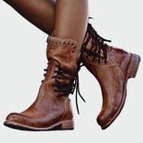 Hélène - Retro Leather Ankle Boots