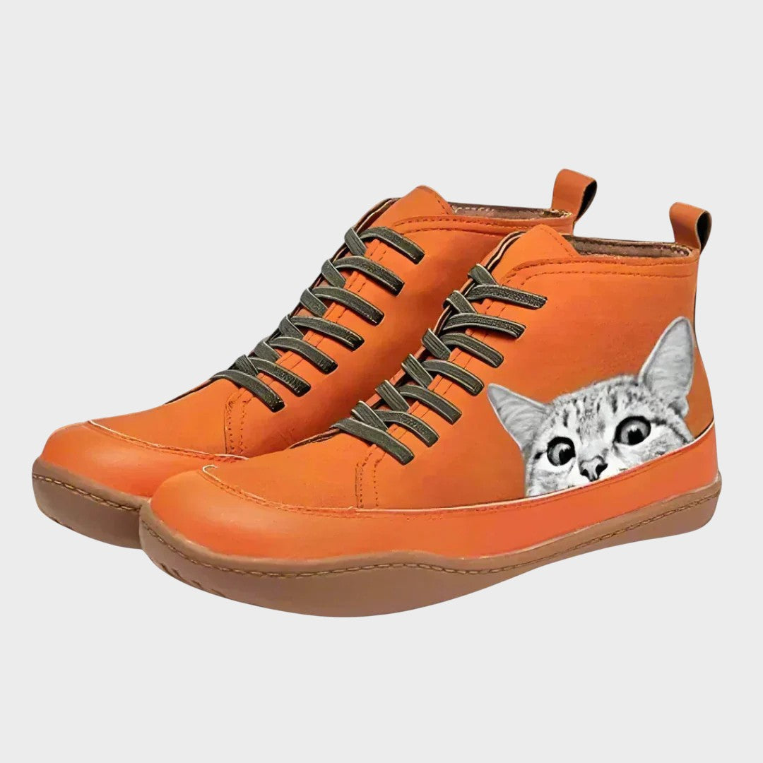 Erin - Cat Print Boots - Charlotte & Willow, front