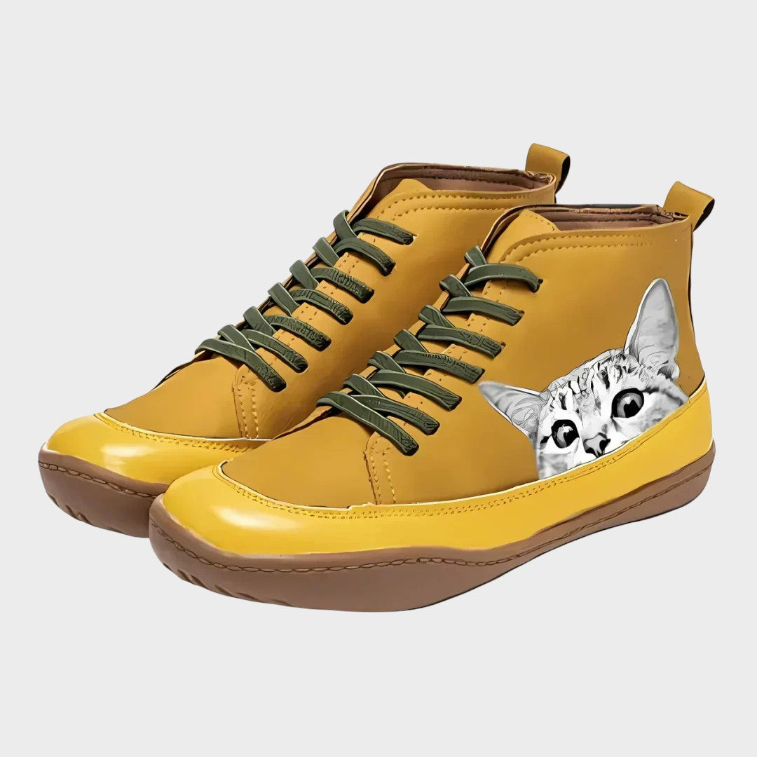 Erin - Cat Print Boots - Charlotte & Willow, detail