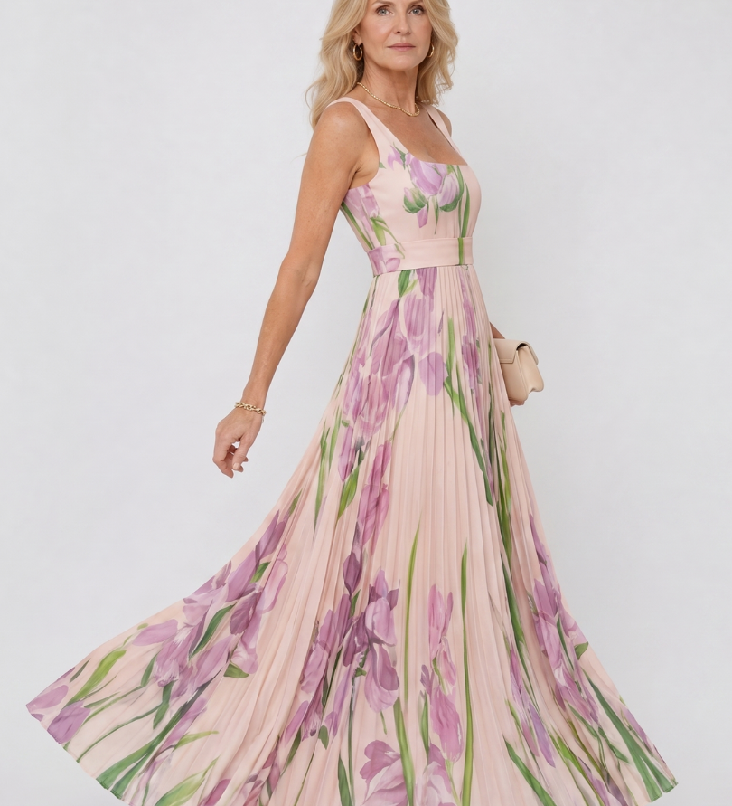 Sinead Pleated Midi Dress - Charlotte & Willow, styled look