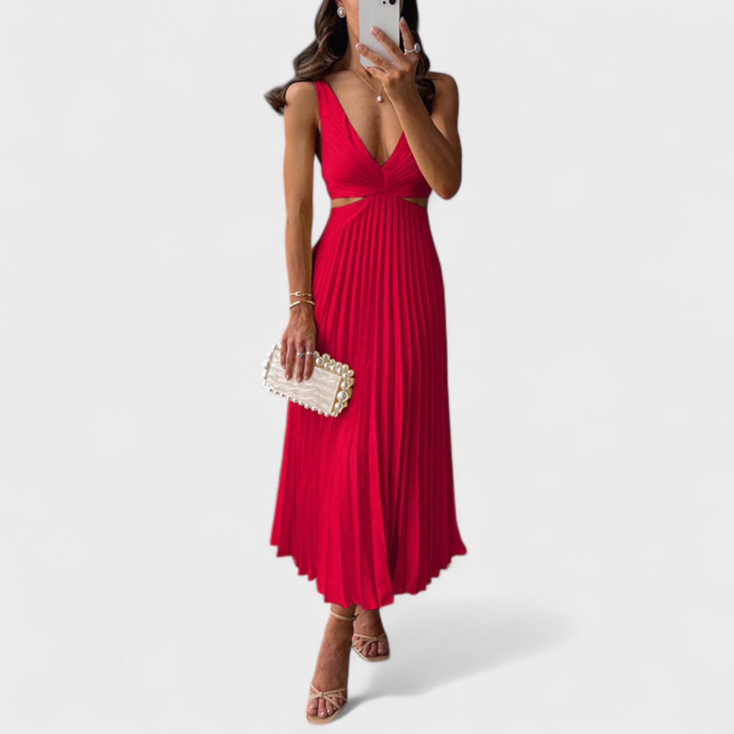 Maureen - Midi Dress with Pleated Design - Charlotte & Willow, product photo 6
