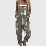 Soft Grey Print Dungarees - Charlotte & Willow
