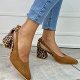 LEOPARD PRINT HEEL SLINGBACKS