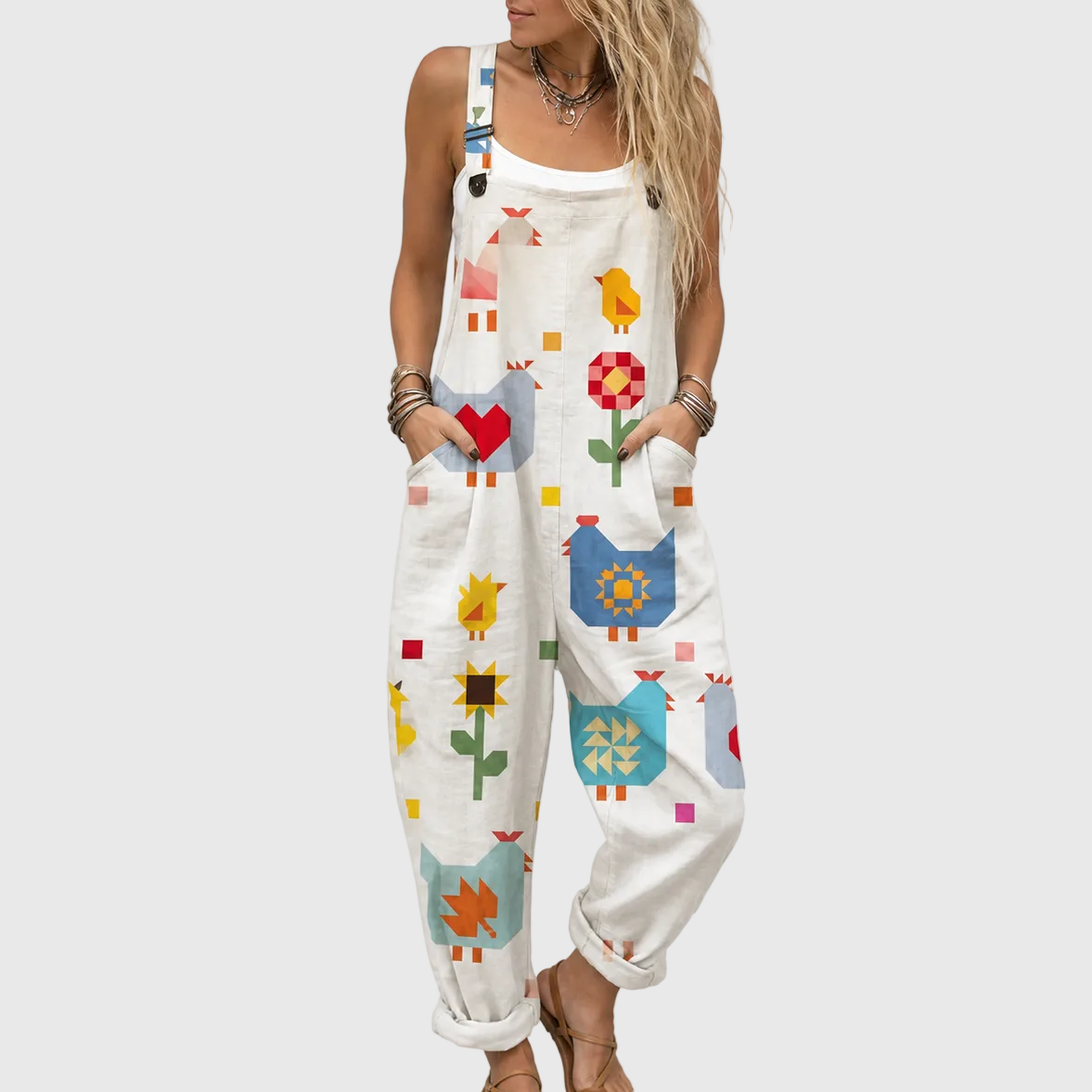 Patchwork Birdie Dungarees - Charlotte & Willow