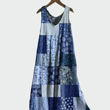 Anaïs - Blue Patchwork Midi Dress