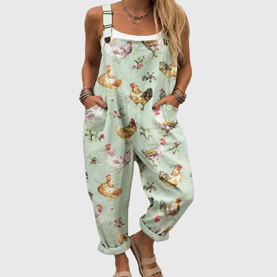 Pastel Chicken Dungarees - Charlotte & Willow