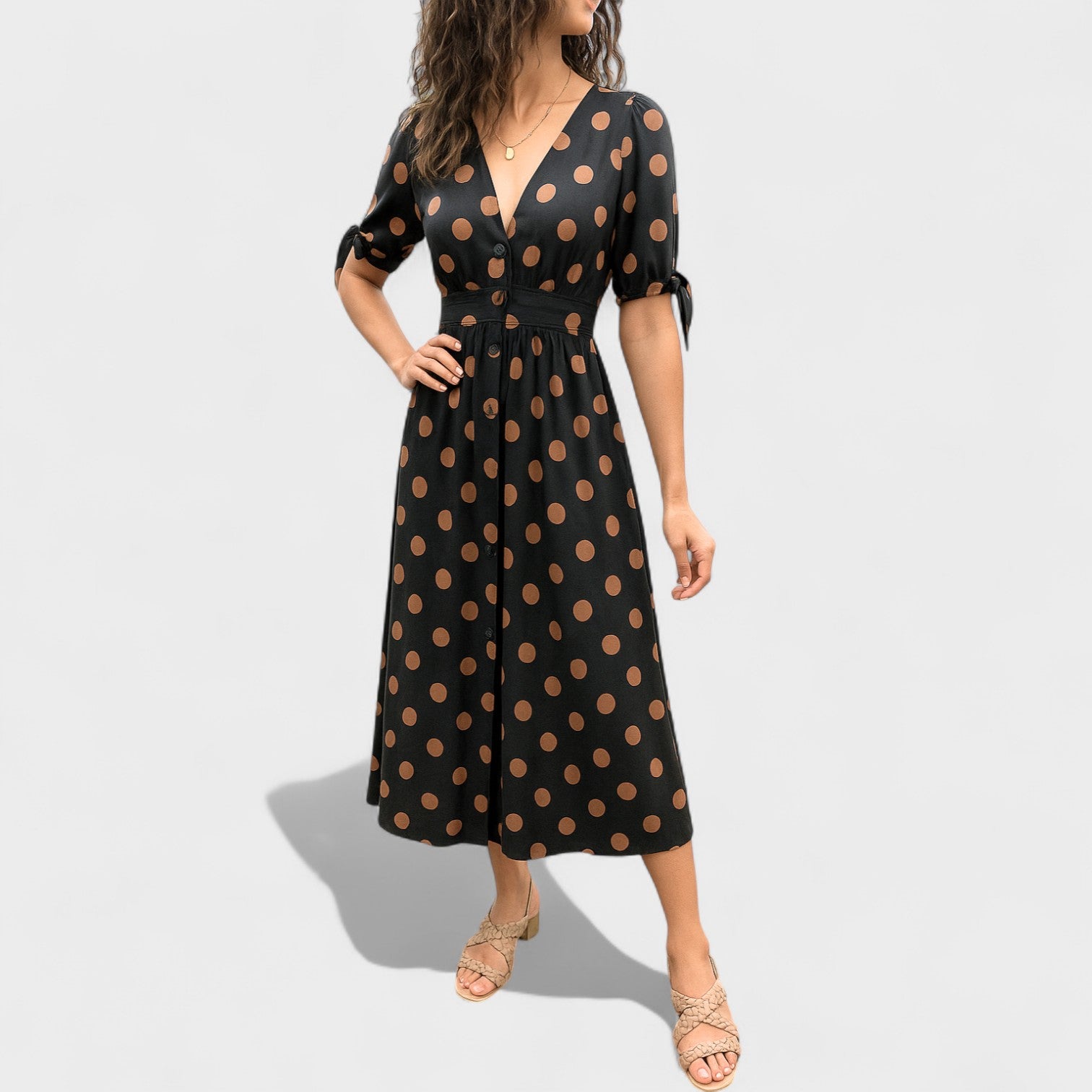 Iseult - Polka Dot Midi Dress - Charlotte & Willow