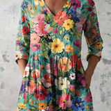 Fiona V Neck Long Blouse - Charlotte & Willow