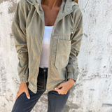 Mayeve™ | Corduroy Hooded Jacket with Zipper