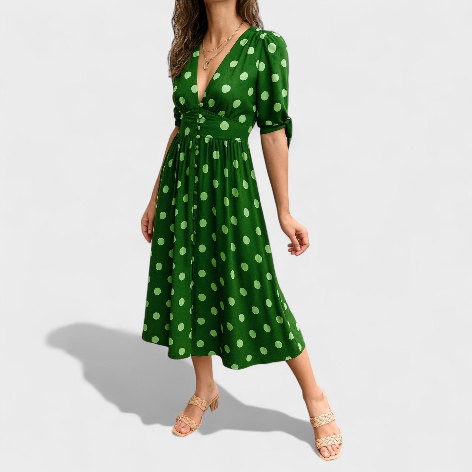 Iseult - Polka Dot Midi Dress - Charlotte & Willow, styled look