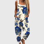 Royal Blue Floral Overalls - Charlotte & Willow