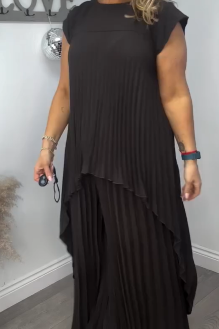 Sherry™ Pleated Midi Top & Wide-Leg Pants Set