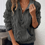 Harper | Fuzzy Half-Zip Sweatshirt with Pockets