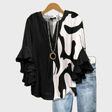 Élodie - Ruffled Abstract Print Blouse