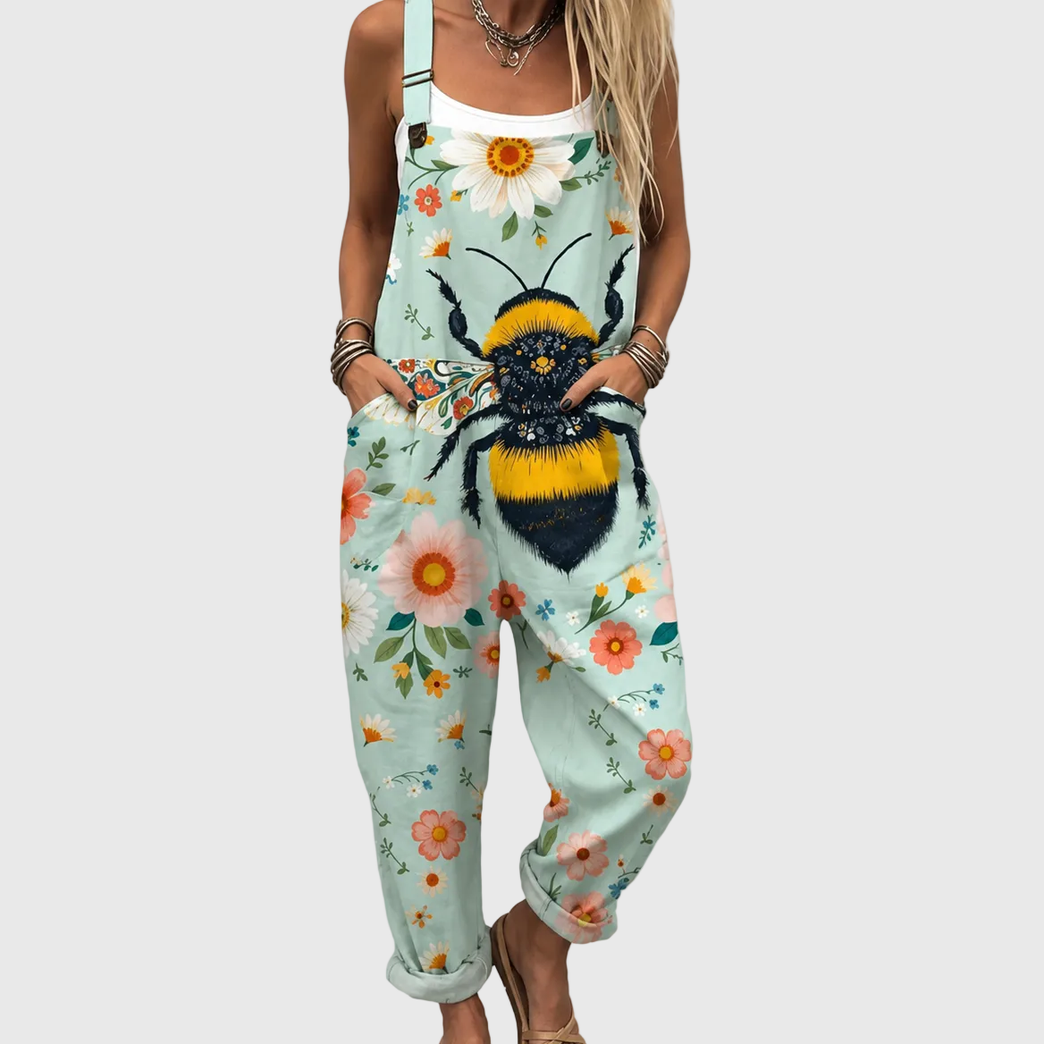 Flower Bee Dungarees - Charlotte & Willow