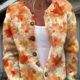 Maple Leaf Autumn Art Print | Buttoned Cardigan Sweater