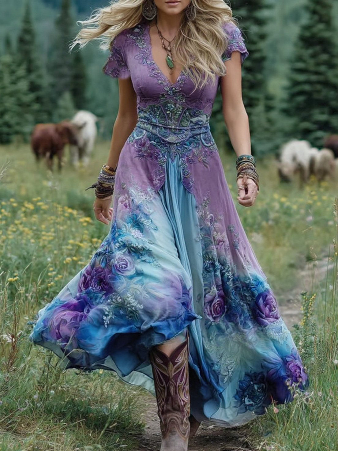 Anaïs - Robe Maxi Fleurie