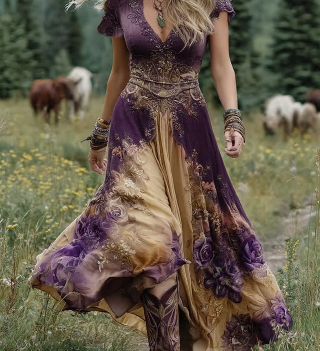 Maeve - Elegant Floral Maxi Dress - Charlotte & Willow, product photo 6
