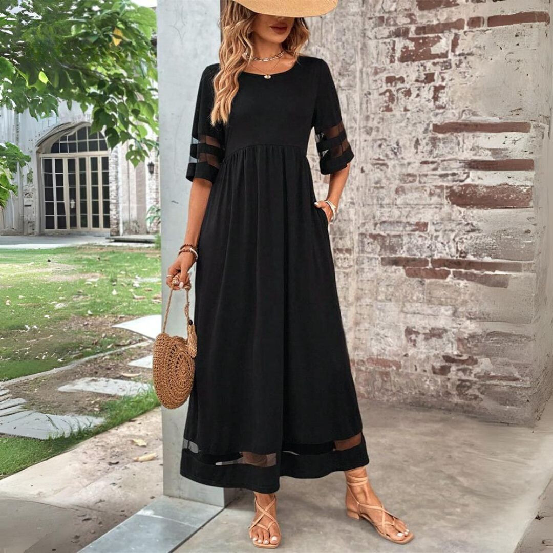 Doireann - Graceful Draped Dress - Charlotte & Willow, front