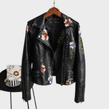 Ell | Stylish Embroidered Leather Jacket