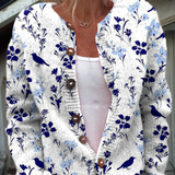 Vintage Flower Art Print | Buttoned Cardigan Sweater