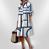Élodie - Geometric Pattern Midi Dress