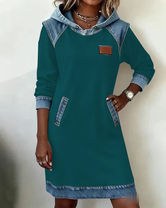 Katnise | Casual Hooded Dress with Contrasting Style