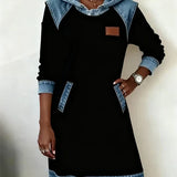 Katnise | Casual Hooded Dress with Contrasting Style