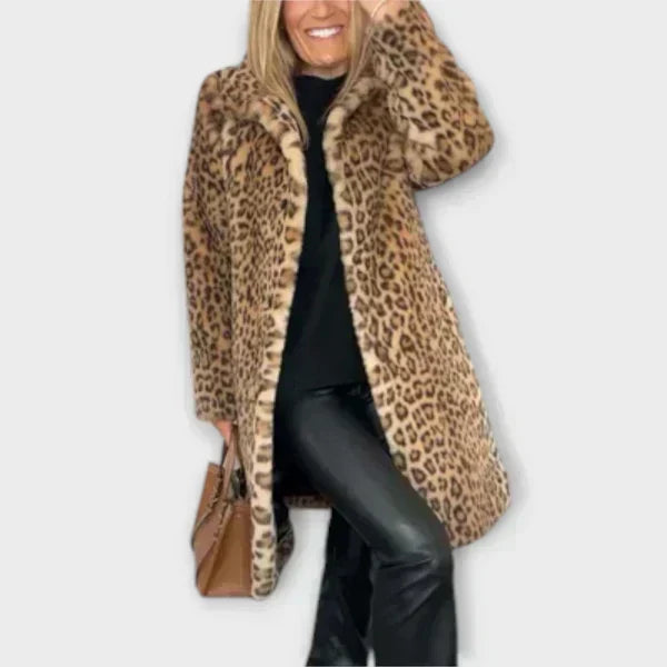 Maëva - Chic Leopard Print Coat - Charlotte & Willow, back