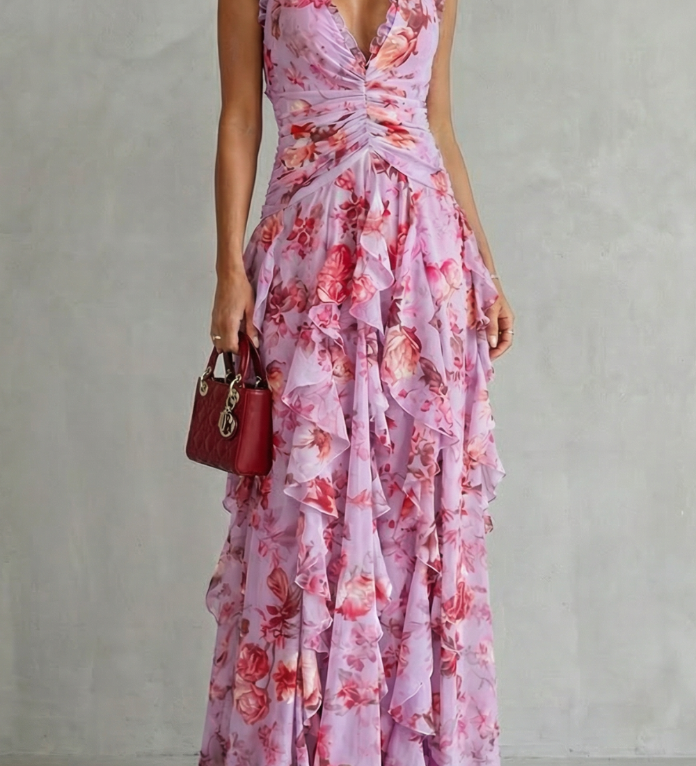 Orlaith Halter Neck Long Dress - Charlotte & Willow