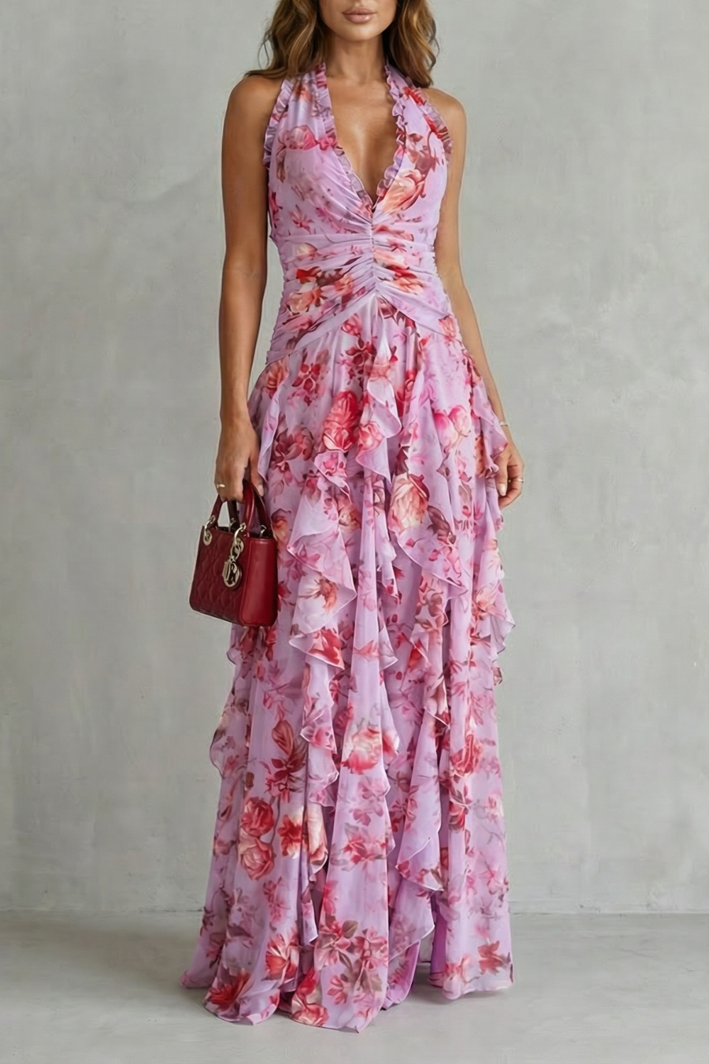 Orlaith Halter Neck Long Dress - Charlotte & Willow