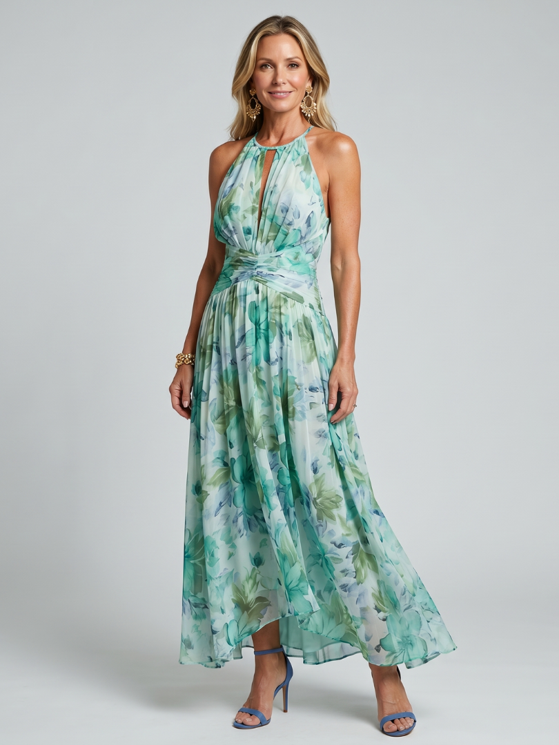 Nuala Floral Halter Midi Dress - Charlotte & Willow