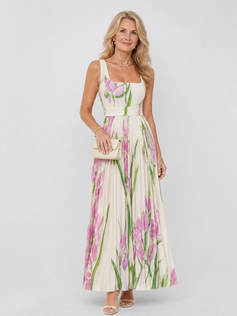 Sinead Pleated Midi Dress - Charlotte & Willow, detail