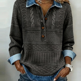 Lunad | Trendy Sweatshirt with Half Button and Collar