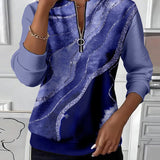 Mariaa | Half-Zip Top with Vintage Print