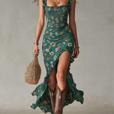 Roisin Bohemian Maxi Dress with Puff Sleeves - Charlotte & Willow, side view