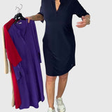 Clara | Solid V-Neck Dress
