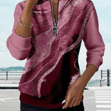 Mariaa | Half-Zip Top with Vintage Print