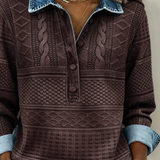 Lunad | Trendy Sweatshirt with Half Button and Collar