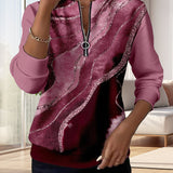 Mariaa | Half-Zip Top with Vintage Print