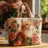 Bolso de Gato Rojo Artesanal con Rosas
