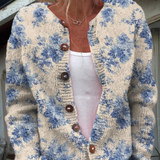 Women's Lovely Floral Art Print | Buttoned Cardigan Sweater